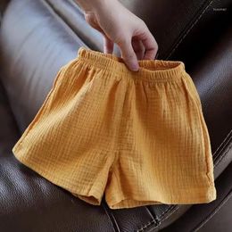 Shorts Fashion Solid Colour Kids Clothes 0-6Y Girls Pants Cotton Linen Elastic Waist Children Boys Summer 80-120cm