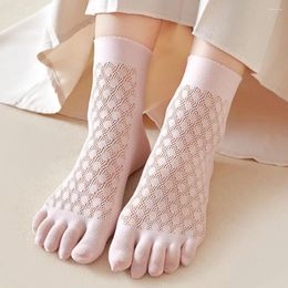 Women Socks Spring And Summer Women's Thin Five-finger Japanese Velvet Ice Silk Mesh Sweat-absorbing Breathable