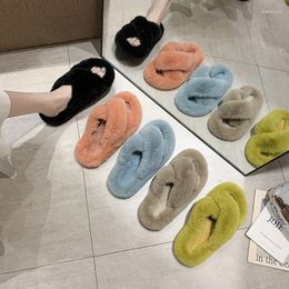 Slippers Women Plush Indoor Bedroom Ins Fashion Colorful Home Fluffy Soft Warm Nonslip Cotton Slient