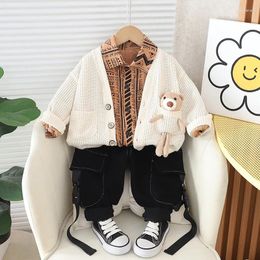 Clothing Sets 2024 Spring Kids Boutique Clothes For Baby Boy 1 To 2 Years Cartoon Long Sleeve Cardigan Coats Shirts Casual Pants Boys Suit