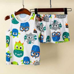Pyjamas Summer Tank Top Boys Pyjama Set Animal Cartoon Childrens Dinosaur Pyjamas Childrens Pyjamas Childrens Girls Set WX5.21