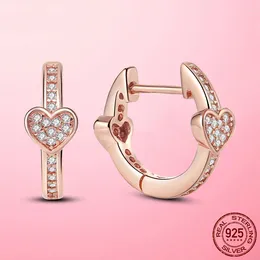 Hoop Earrings Heart 925 Silver & Rose Gold To For Women Fashion Earring Jewelry Gift