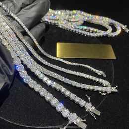 Großhandel Labor angebautes Tennis Halskette Hochwertige runde Brilliant Cut Diamond 925 Silber Hip Hop Kette Feiner Schmuck
