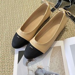 loafer women heels channelsandals Classic Bow Light Mouth Block Shoes Womens Round Head Flat Bottom Ballet Shoes