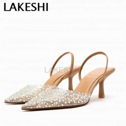 Dress Shoes LAKESHI Sexy Pumps Women High Heels Flower Decoration Party Bride Wedding Ladies Heeled Sandals Summer Elegant Stiletto H240527 69NQ