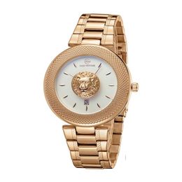 Top Luxury Watches Women's Quartz Wristwatch Woman Rose Golden Mesh Band Lion Logo Fashion Dial Clock Ladies Bracelet Watch Gift W 282e