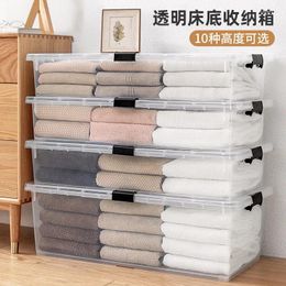 Storage Bags Transparent Bed Bottom Box With Wheels Flat Plastic Under The Household Flap Laundry