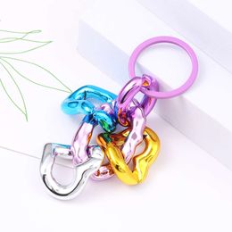 Acrylic Hearts Keychains Colorful Plastic Link Key Rings For Women Men Handmade Jewelry Friendship Gift