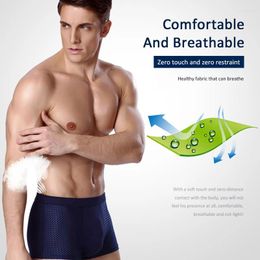 Underpants 2024 Men's Bamboo Hole Boxer Briefs Ice Silk Shorts Male Mesh Panties Breathable Long For Men Underwear