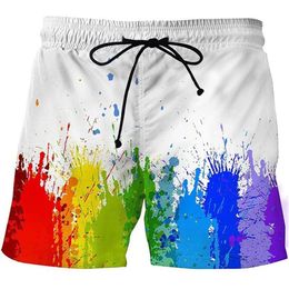 Fashionable 3D digital dazzling color graffiti spray paint printing hot selling mens shorts and beach pants