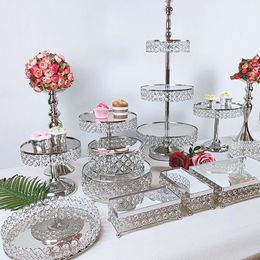 Other Bakeware 1pcs Round Cake Stand Pedestal Holder Party Crystal Silver Colour 2739