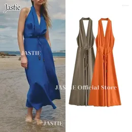 Casual Dresses Jastie Dress Summer Women's 2024 Chic Hanging Neck Tube Top Backless Holiday Women Elegant Fashion Street