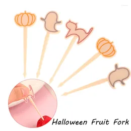 Forks 1set Halloween Salad Fork Pumpkin Shaped Appetiser Toothpick Cocktail Tasting Cake Decoration Bento Box Accessories