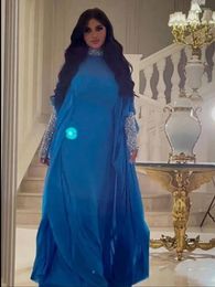 Party Dresses Arabic Sequins Long Sleeve Women Islamic Clothing Abaya Muslim Dress Plus Size Dubai Lady 2pcs Sets Vestidos