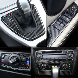 Carbon Fiber For BMW 3 Series E90 E92 E93 Interior Gearshift Air Conditioning CD Panel Door Armrest Cover Trim Sticker Car Accessories Texqh