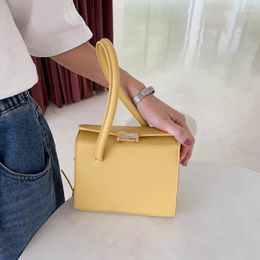 Bag Simple Women's Handbag Small Fashion Solid Color Pu Hand Carry Single Shoulder Straddle Korean Cow Leather