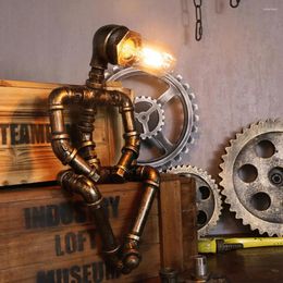 Table Lamps Creative Desktop Decorative Lamp Iron Pipe Industrial Retro Coffee Bar Desk Water Robot Contains Light Sources