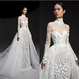 Hobo A Line Wedding Dresses High Neck Bridal Gown Lace Applique Elegant Sweetheart Sweep Train Vestido De Novia Custom Size