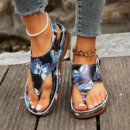 Casual Shoes Flip-flops Women's Fashion Butterfly Pattern Back Strap Wedge Sandals