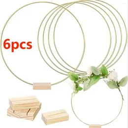 Decorative Flowers 6pcs 12 Inch Metal Floral Hoop Garland Table Decoration For Wedding Centrepieces Wood Card Holders Wreath Flower