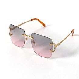vintage sunglasses 0104 men design small framless square shape retro glasses UV400 eyewear gold light Colour lens 188V