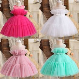 2024 Baby For Girls Kids Wedding Bridesmaid Dresses Toddler Tulle Birthday Princess Party Dress Infant Outfits Vestidos L2405