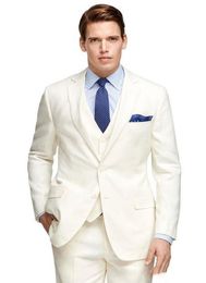 Tailored Made Ivory Men Suits for Wedding Tuxedos 3 Pieces (Jacket+Pants+Vest) Bridegroom Suits Blazer Costume Prom Wear