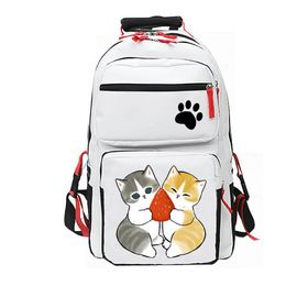 Strawberry Cat backpack Nice daypack Cute school bag Cartoon Print rucksack Casual schoolbag Computer day pack