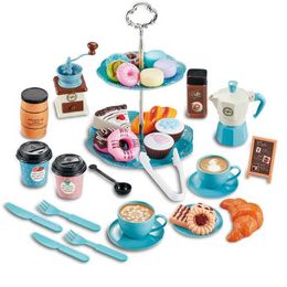 Kitchens Play Food Kitchens Play Food Childrens simulated afternoon tea toy set DIY pretend game kitchen toy food coffee machine dessert game house toy WX5.21