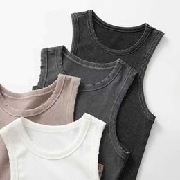 Women's Tanks Camis BMURHMZA Fashion New Water Washed Rib Simple Retro Workwear Womens Tank Top S2452302