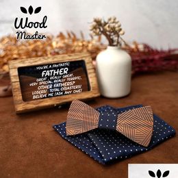 Neck Ties Funny Dad Wooden Bow Tie Worlds Est Farter Items Birthday Gifts Fathers Day For Men Husband Diy Design Engraving 240202 Dr Dh2Df