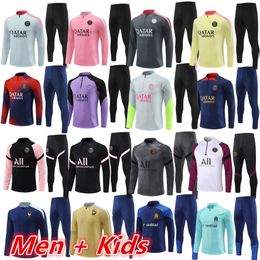 Paris tracksuit 2024 2025 MBAPPE kids and men 21 22 23 24 25 PSGes football training suit long sleeve soccer Jersey kit uniform chandal adult boys FAN PLAYER VERSION