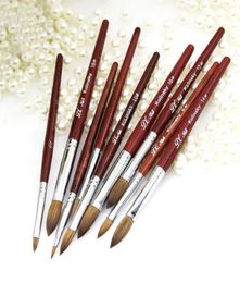 Kolinsky Sable Acrylic Nail Brush for Powder Manicure Flat Wood Handle Gel Builder Brushes Choose Size4474534