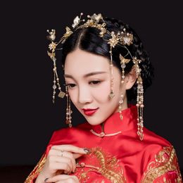 Die neue chinesische Braut Kopfschmuck Kostüm Quasten Coronet Hochzeitshow Schmuck Schmuck Braut Haare Coronet Wo 315g