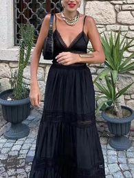 Casual Dresses GypsyLady Lace Chic Boho Summer Maxi Dress Sleeveless Black V-neck Holiday Beach Women Ladies Sexy Vestidos