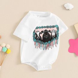 Rompers Born Baby Girl Summer Clothes Cow Romper Country Farm Short Sleeve Western Bodysuit Jumpsuit Animal Outfits