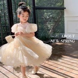 Toddler Girls Summer Dress for Kids Princess Birthday Party Gown Mesh Tutu Wedding Children Dresses 240517