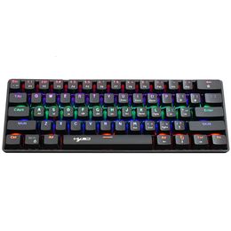 61 Keys Mechanical Gaming Keyboard Wired Portable and Compact with 20 RGB Lighting Modes and blue Axis USB Interface ddmy3c