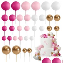 Other Event Party Supplies 32 Pcs Ball Cake Topper Decorations Picks Balls For Wedding Birthday Decorating Pink Gold Drop Delivery Dhliq