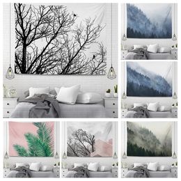 Custom Wall decoration tapestry aesthetic room decor Chinese Mountains accessories wall hanging large fabric home qq 240523