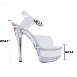 Crystal Transparent Sexy High Heels Sandals Women Summer PVC Strap Platform Shoes Heel 7- 20cm Woman Gladiat b5a