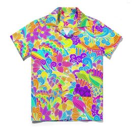 Men's Casual Shirts Hawaiian Shirt Vacation Retro Flower Blouses Hippie Design Print Novelty Short Sleeve Street Style Plus Size Tops