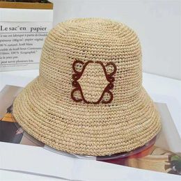 Basker halm sommar hink hattar designer raffia motorhuvar för kvinnor herr strandhatt gräs vävda kepsar anagram halmhat platt mössa