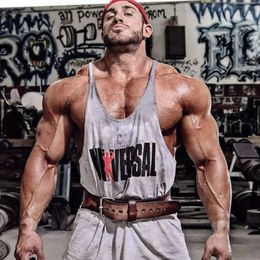 Bodybuilding Man Tank Top Casual Letter Print Gym Men Vest Crop Debardeur Homme Fitness Cloth Undershirt Singlet Sweat for Male 240510