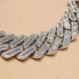 Hip Hop Men Jewellery 925 Sterling Silver Ice Out 20mm Cuban Link 4rows Emerald Moissanite Chain Bracelet