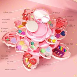 Beauty Fashion The childrens makeup box rotates to open the makeup toy princess makeup set for little girls to enhance WX5.215762