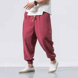 Men's Pants Men Joggers Japanese Style Deep Crotch Casual Trousers Sport Loose Ankle Length Pockets Harem Streetwear