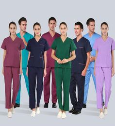operating room Medical Nurse Workwear Scrub Uniform grey039s anatomy V Neck Top and Pant Summer Winter Beautician Pet Vet Healt6014793
