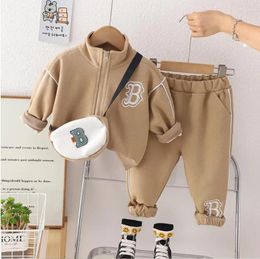 Clothing Sets Fall Toddler Clothes For Boys Baby Solid Colour Zipper Casual Jackets Coat And Pants Kids Bebes Children Jogging Suits