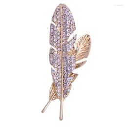 Brooches Temperament Elegant Full Rhinestone Hollow Feather For Men Classic Brooch Suit Lapel Pin Jewelry Luxury Accessories
